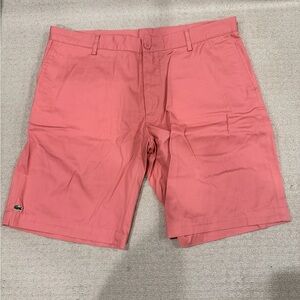 Lacoste Men's Salmon Flat-Front Cotton Shorts